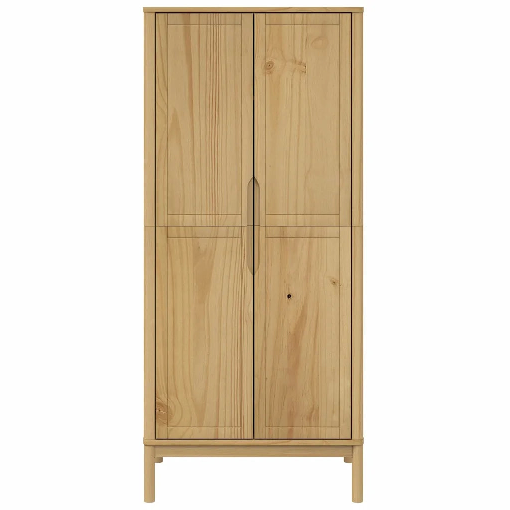 Armadio FLORO Marrone Cera 77x53x171 cm Legno Massello di Pino 374005