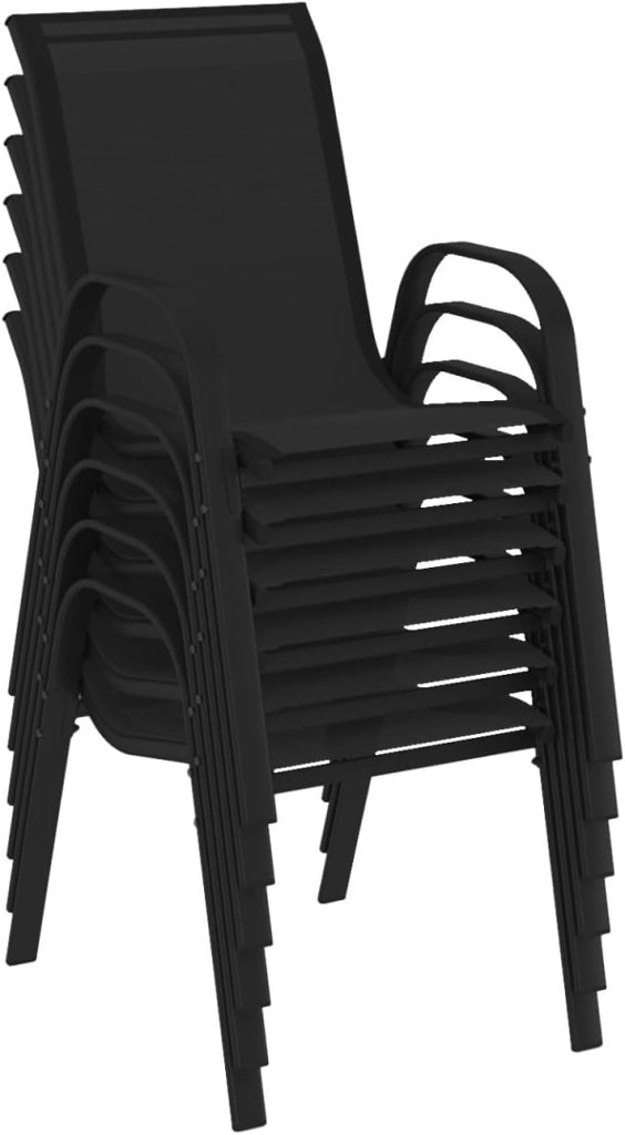 Set di 6 sedie impilabili LYMA in metallo e textilene nero