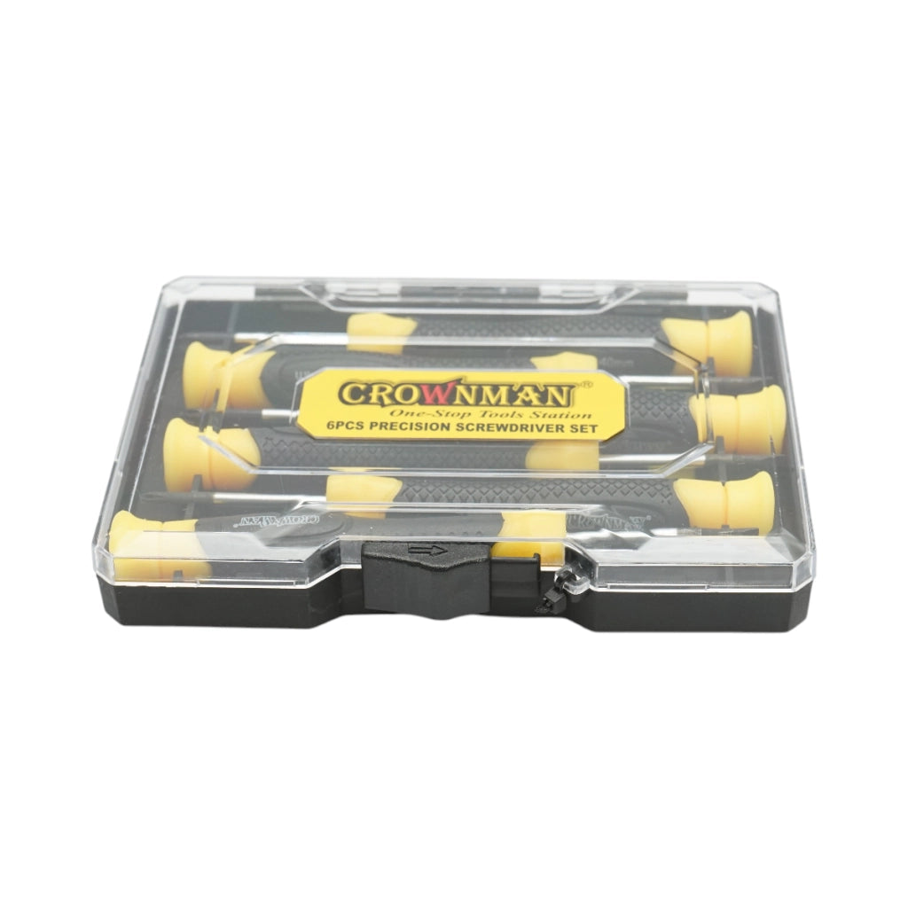 Set di 6 cacciaviti di precisione con punta magnetica, a taglio e a croce, professionali in acciaio Cr-V Crownman