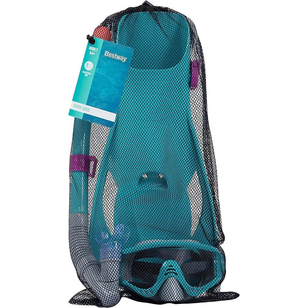 Trade Shop - Set Da Snorkeling Meridian Maschera Boccaglio Pinne 14+ Anni 2 Colori Ass 25020 -