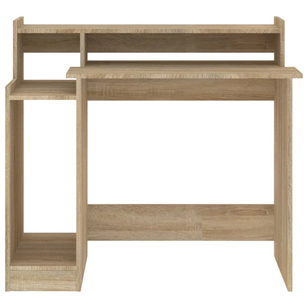 Scrivania da ufficio postazione di lavoro mobile per computer scrivania da studio con luci a LED rovere 97 x 45 x 90 cm legno ingegnerizzato marrone 02_0023412