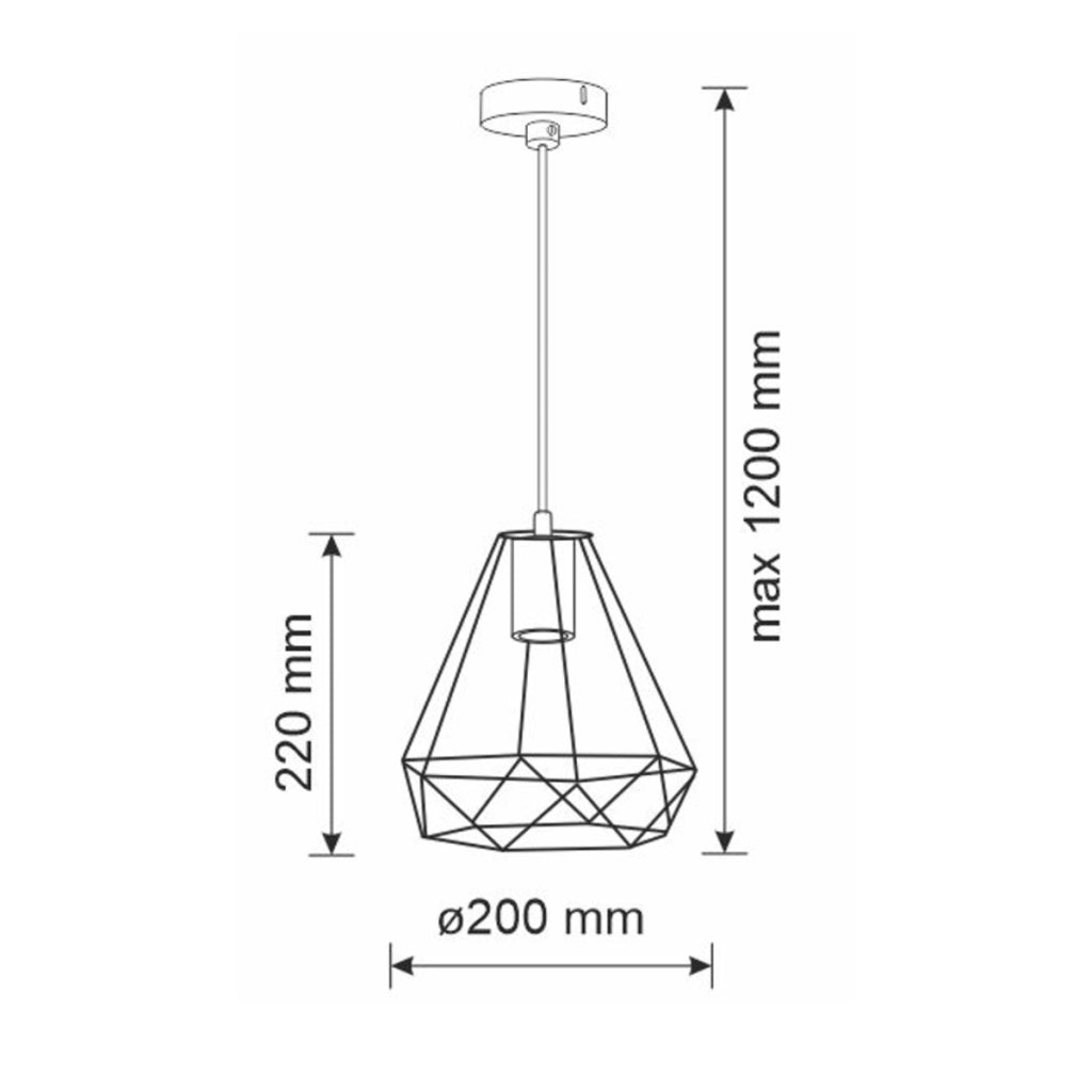 Lampada a sospensione Polux Vigo 1xE27 nera metallo 120cm