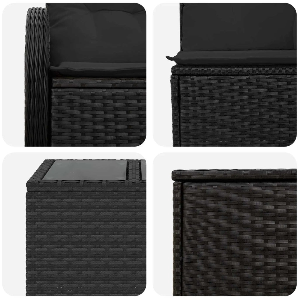 Set di divani 6 pz Nero Rattan sintetico e Acciaio 3447118