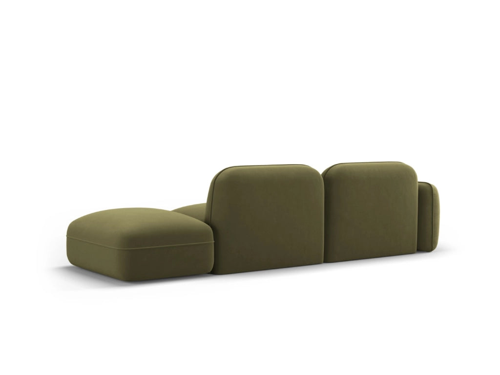 Cosmopolitan Design - Divano modulare destro "Sydney" 3 posti in velluto verde chiaro 