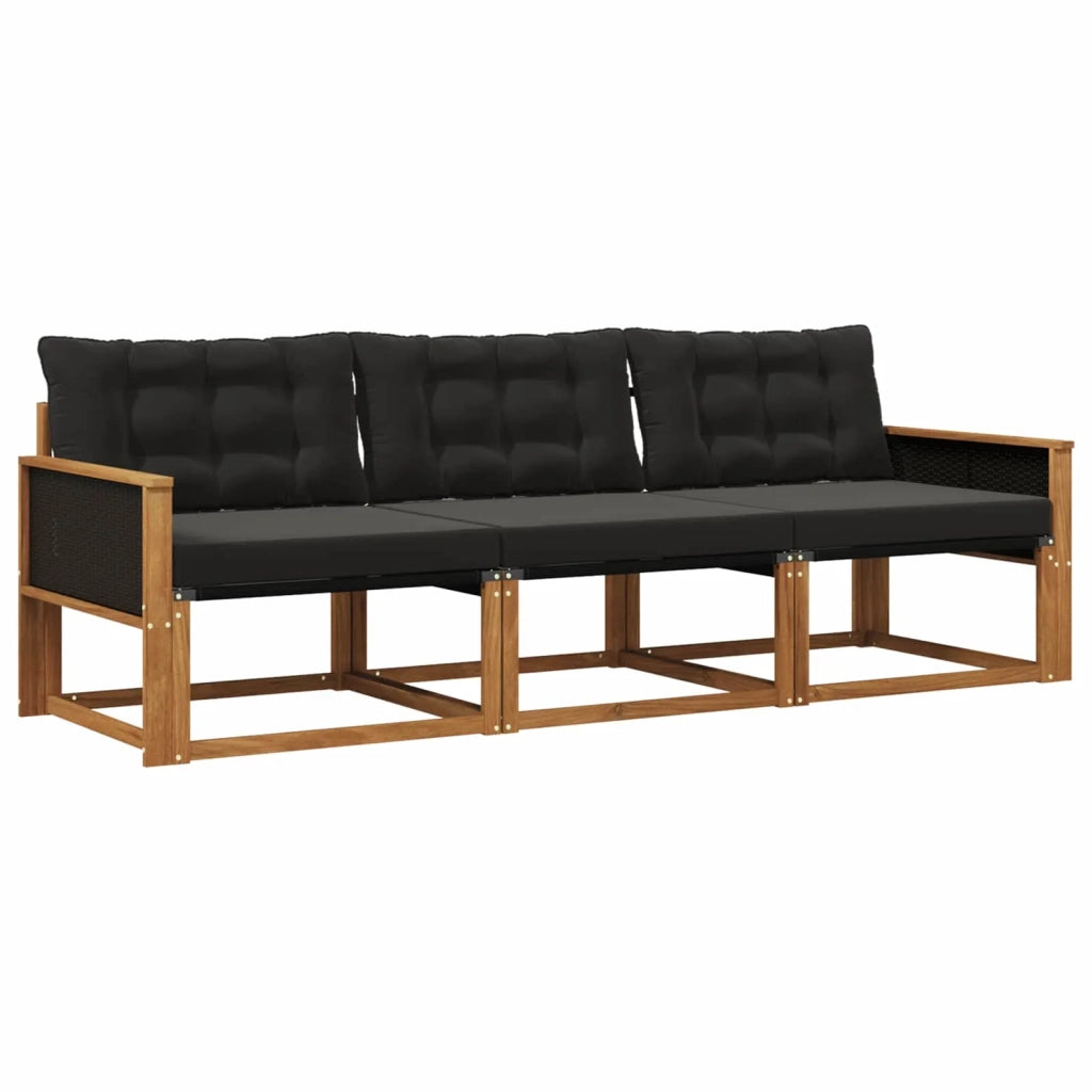Set di divani da esterno 3 pz Naturale e Nero 3381208