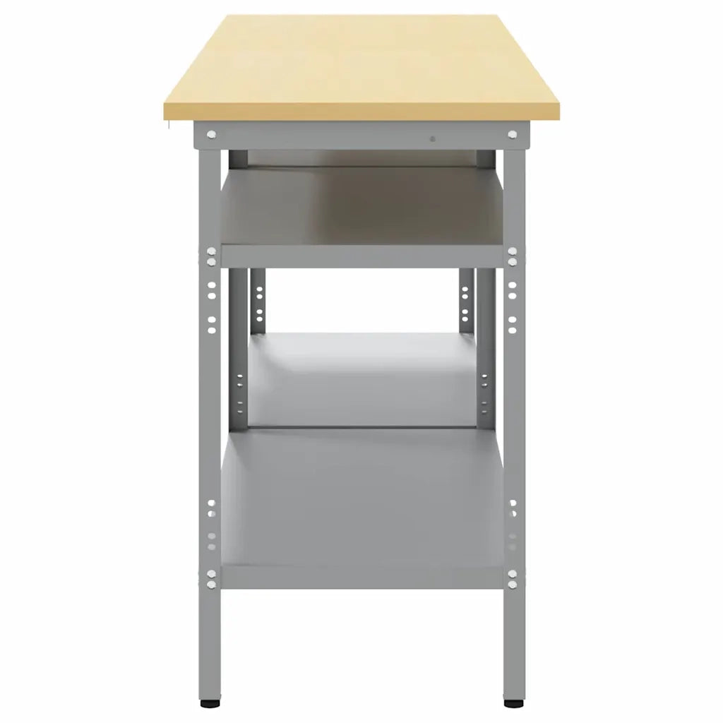 Set banco da lavoro 2 pcs Beige e grigio 200 x 55 x 85 cm 3321390