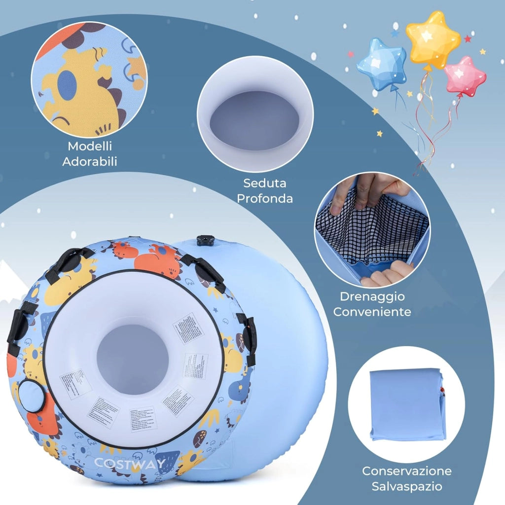 Slittino da Neve Gonfiabile con Copertura Premium in Poliestere Oxford, Slitta Gonfiabile con Materiale Resistente al Freddo, Maniglie Robuste e Pompa Manuale per Bambini e Adulti