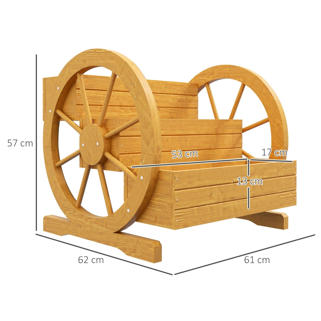Fioriera rialzata a 3 livelli con ruote decorative, legno di abete, 62 x 61 x 57 cm