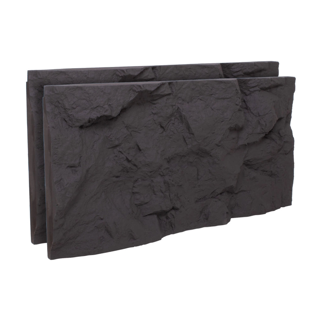 Rushmore - Set 2 pannelli decorativi 3D da parete 120x60x9 cm effetto pietra in PU Grigio Antracite
