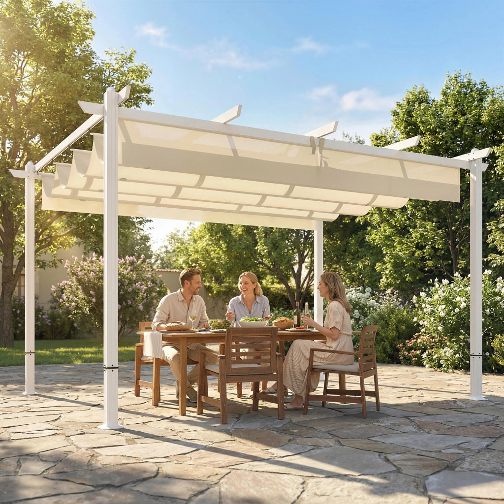 Pergola con tetto scorrevole 3x4m ¨C zephmum ¨C beige