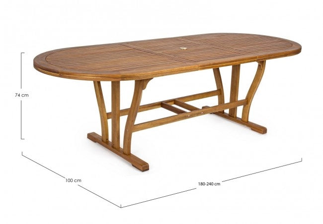 Tavolo Ovale Legno Marrone da Esterno 180-240 cm - SERENITY