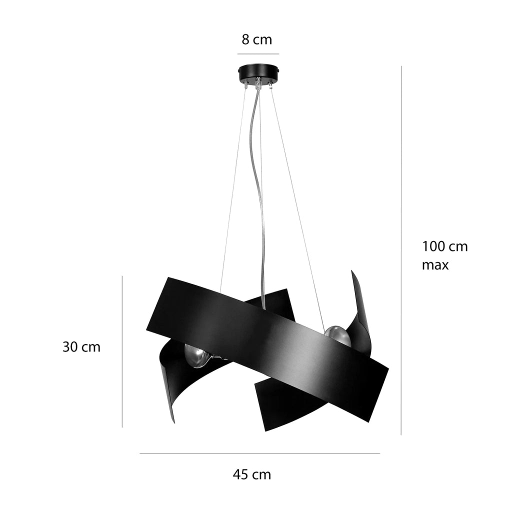 Sospensione Moderna 1 Luce Izanagi In Fasce Di Acciaio Nero
