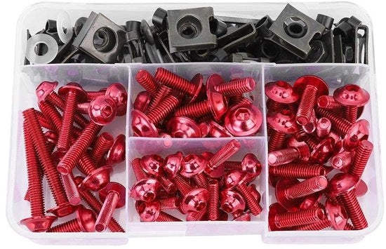 Set di viti a motore 177 pezzi - Alluminio - Viti a cup a 5/6 mm - Copertura decorativa - Universale per biciclette da sport - Viti a motore