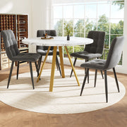 Tavolo da pranzo per 4 persone con 4 sedie in MDF e metallo sedute in velluto moderno bianco oro per cucina
