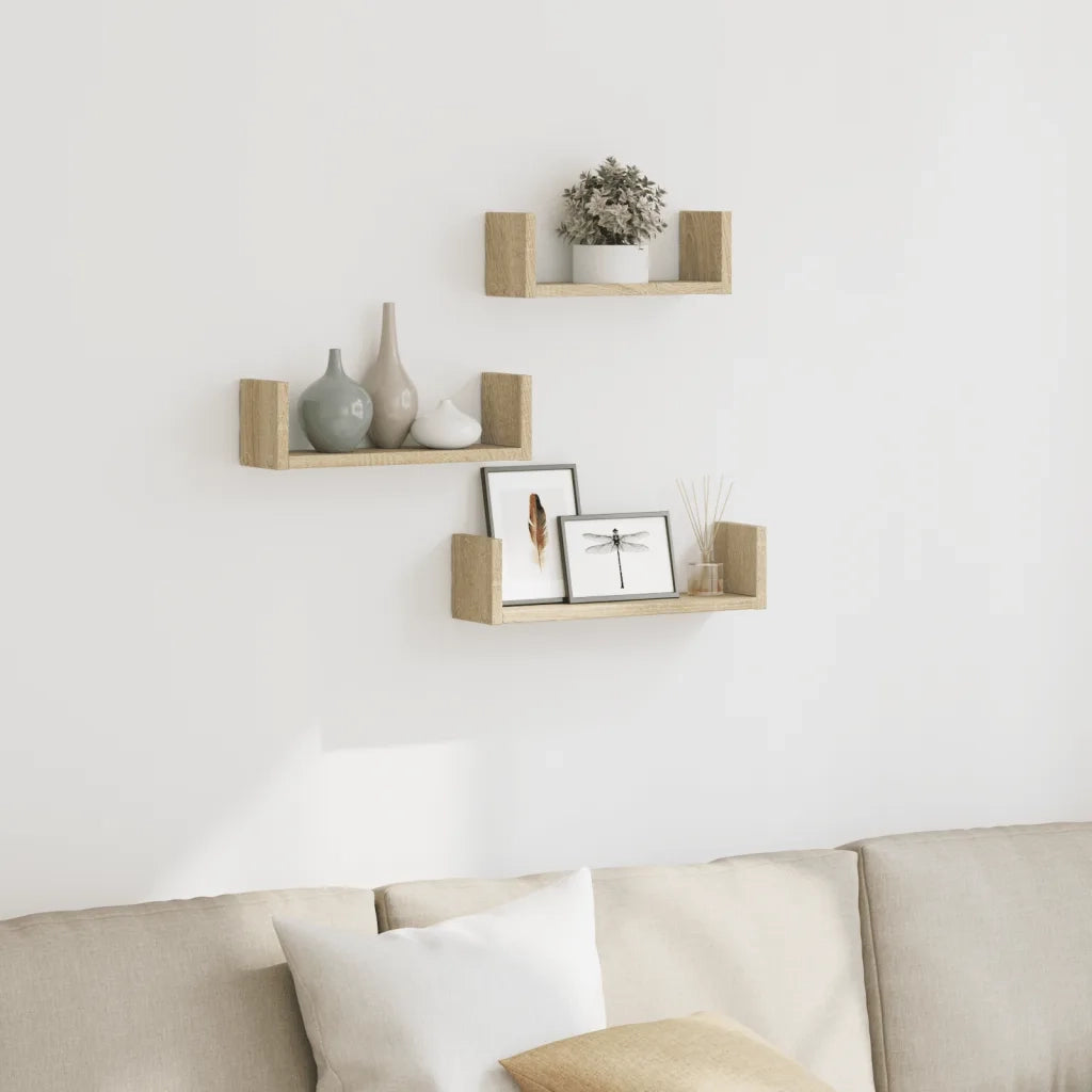 vidaXL Mensole a Muro 3 pz Rovere Sonoma in Truciolato