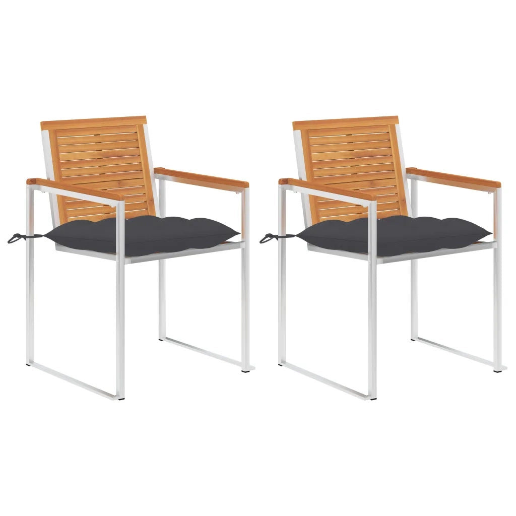 Sedie da Giardino 2 pz con Cuscini in Legno Acacia e Acciaio cod mxl 72317