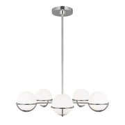 Lampadario Apollo Acciaio Nichel Vetro 5 Luci G9 3 Ledw 3000K 1600Lm