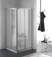 Box doccia due lati scorrevole in pvc e alluminio h185cm Merbo Ribro Bianco,70/80x70/80 cm