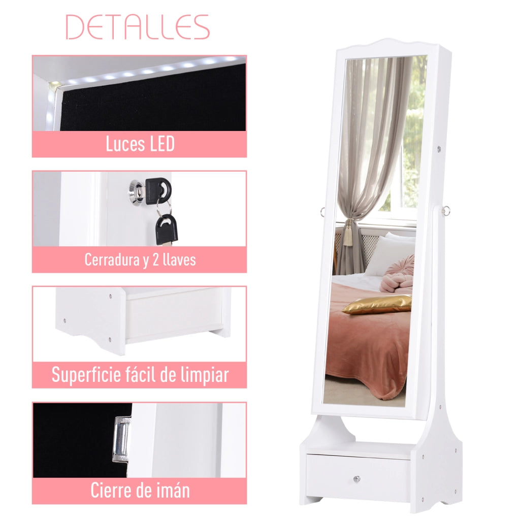 Cassettiera da Toeletta con Specchio e Luci LED ¨C zephmum ¨C 45x36x150cm