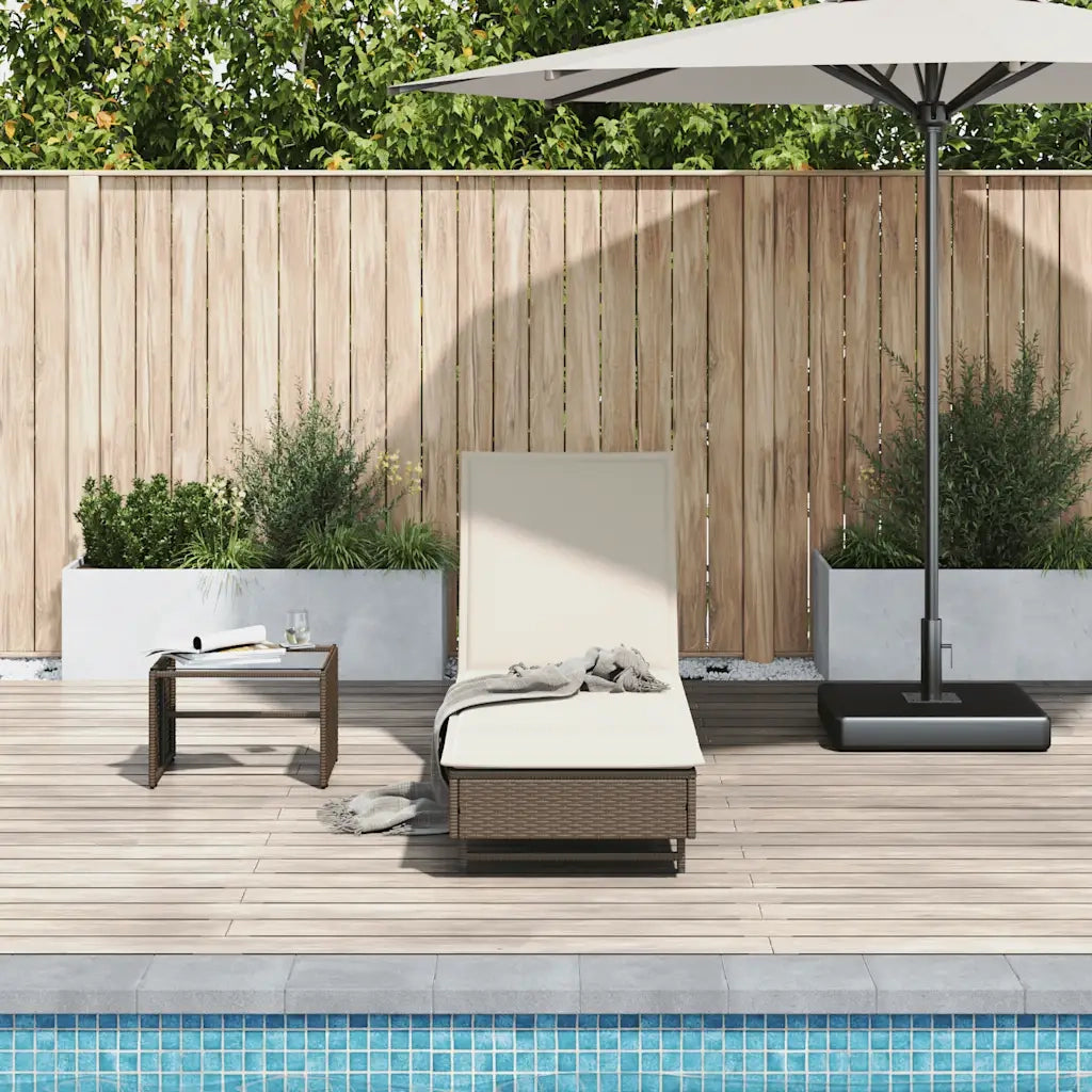 Lettino Prendisole | Sdraio da giardino | Lettino da sole con Ruote e Cuscino in Polyrattan Marrone