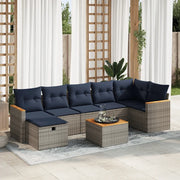 Set Divano da Giardino 8 pz con Cuscini Grigio in Polyrattan