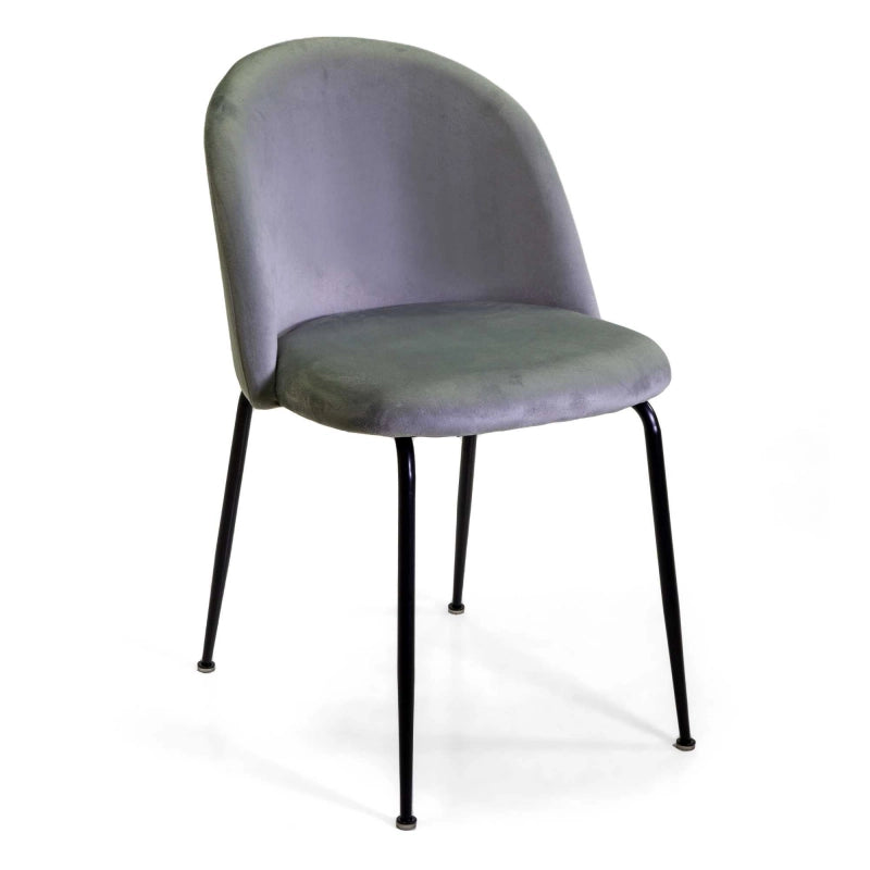 Sedia velluto Sammi grigio struttura nero cm 50x57h47/77,5