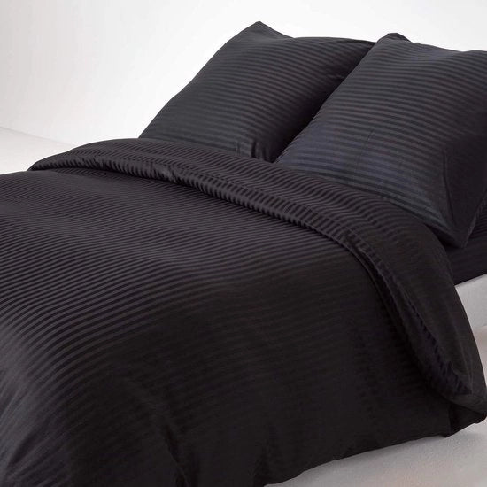 Set da letto a damasco 2 pezzi 220 x 240 cm tessuto di cotone egiziano 100% contadino 330, nero, 240 x 220 cm