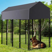 Recinzione Esterna per Cani - Ren - 120x249x165cm - Dimensione Extra Grande - Con Copertura - Recinto Cani - Recinzione - Panchina - Per Gatti - Box Cani
