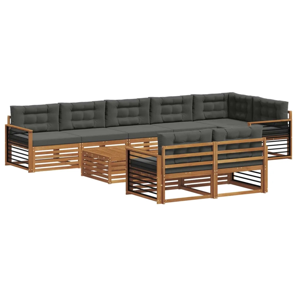 Set di divani da esterno con cuscino 9 pcs Naturale e Antracite 3373712