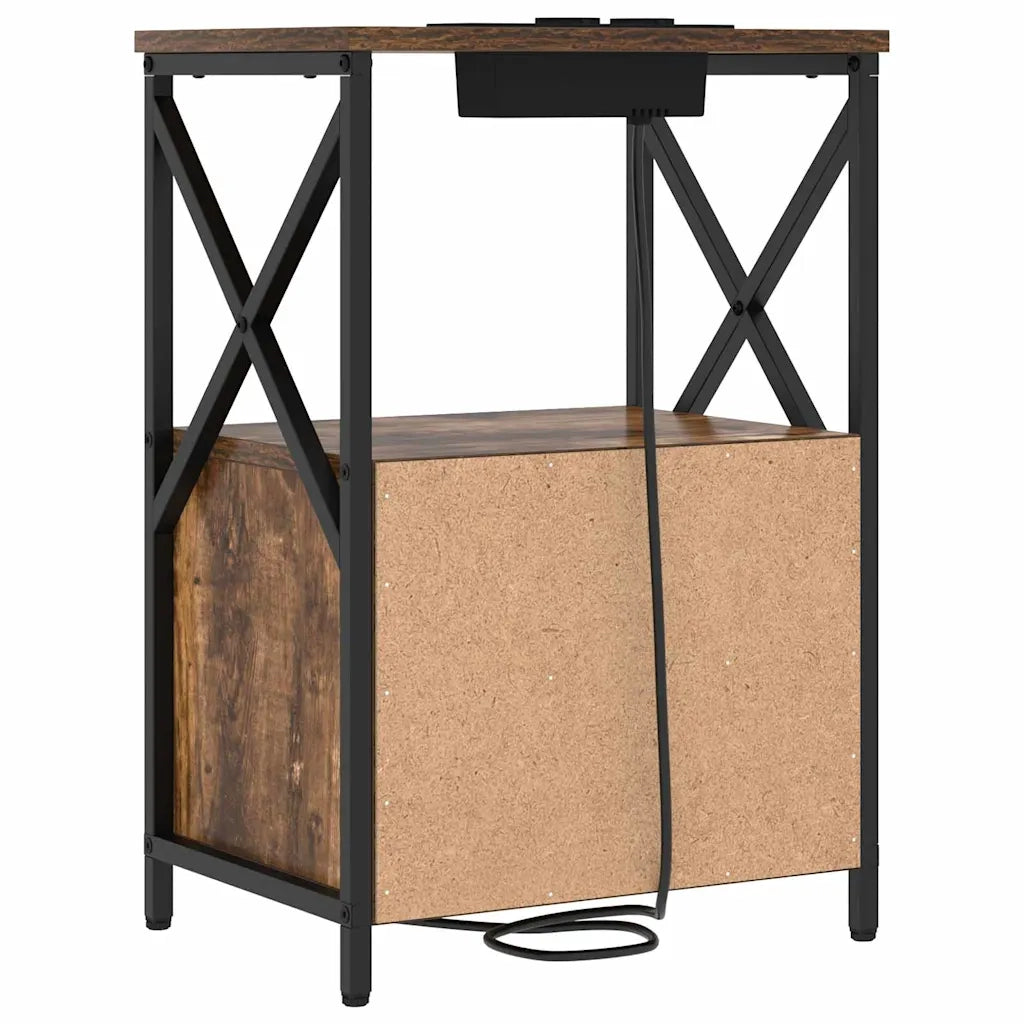 Set di 2 Comodini | Armadio da Notte | Mobiletto da notte con cassetto Rovere fum¨¦ 40 x 31 x 60 cm