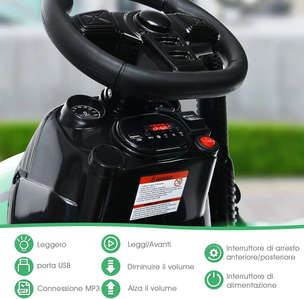Trattore Elettrico per Bambini con Rimorchio, 2 in 1 Go Kart e Trattore per Bambini 3-8 Anni, con Telecomando e Cintura di Sicurezza a 2 Punti (Verde)