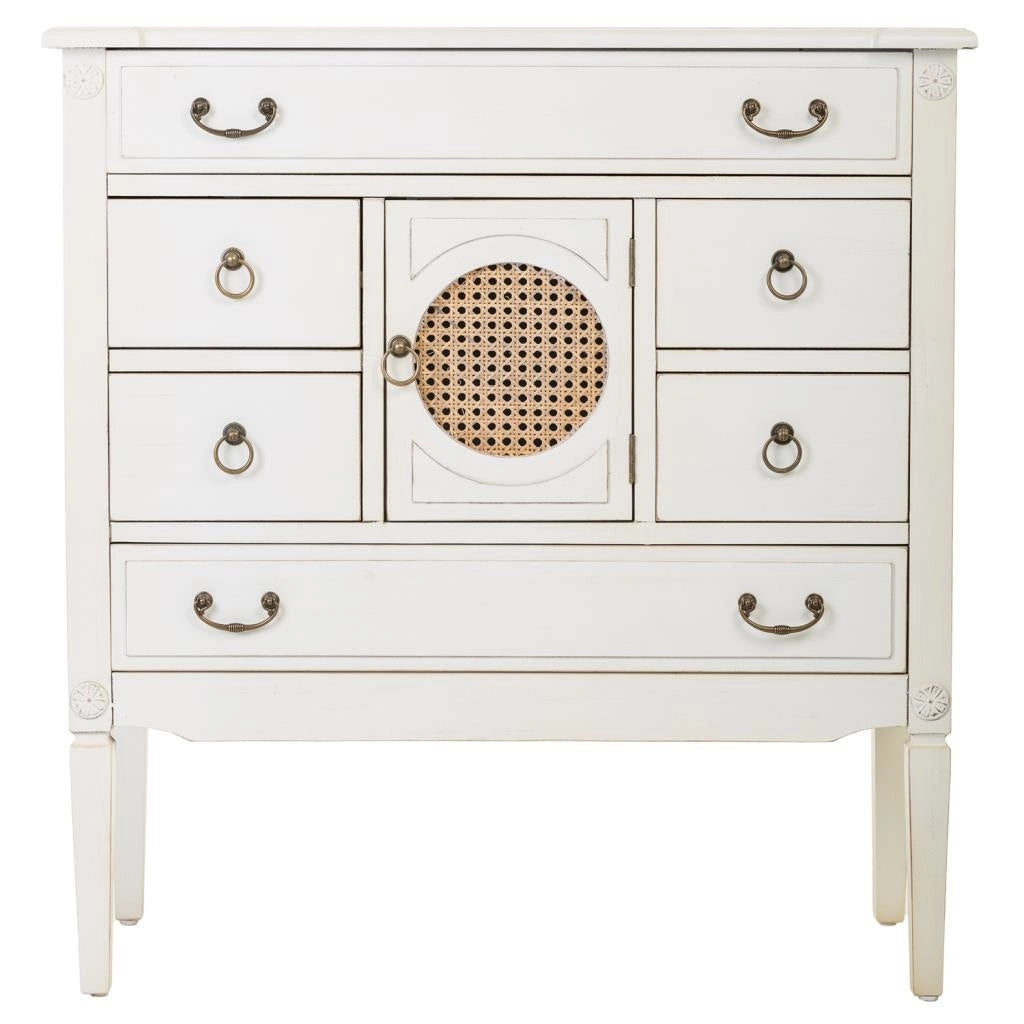 Cassettiera in legno con griglia bianca 85x38x90h