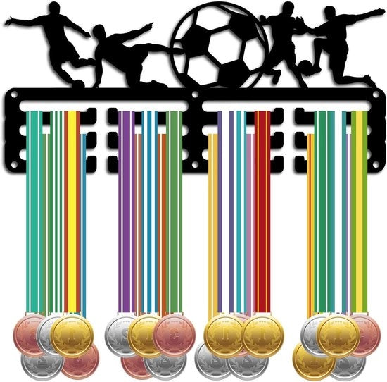 Medagliere per Calcio - Sostegno per Parete per 40+ Medaglie - Decorazione per Camera - Regalo per Calciatori