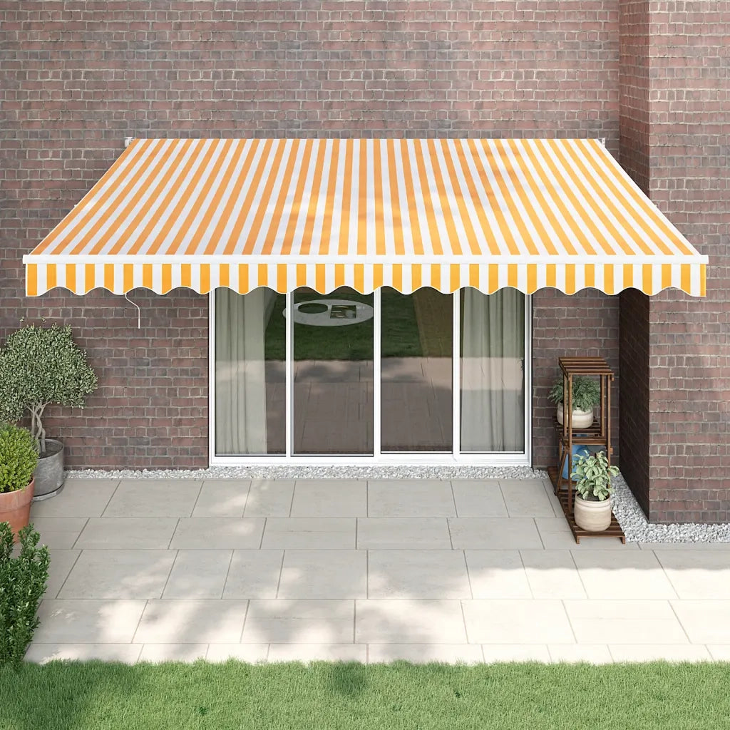 Tenda Sole Automatica Retrattile Gialla e Bianca 4,5x3 m 3154484