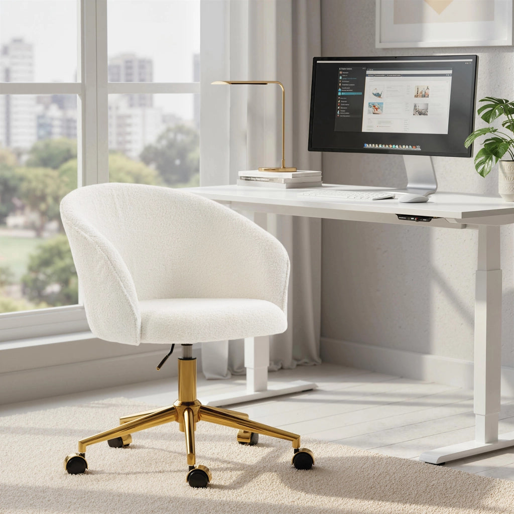 Sedia da ufficio ergonomica regolabile in altezza ¨C zephmum ¨C crema