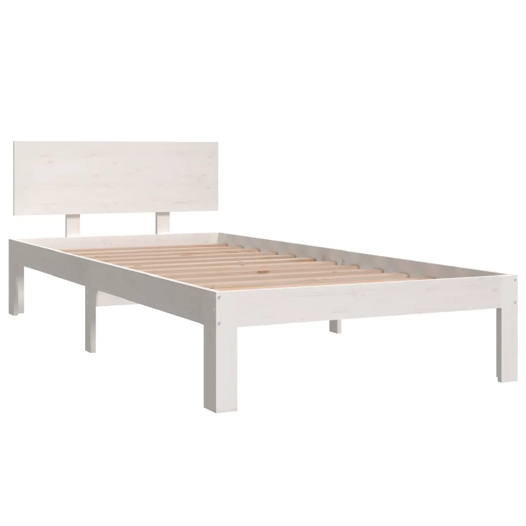 Giroletto-Struttura Letto Bianco in Legno Massello di Pino 90x200 cm 352967