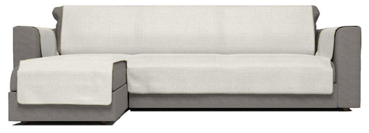 Copridivano in Poliestere con Penisola Sinistra Seduta 190 cm Panna