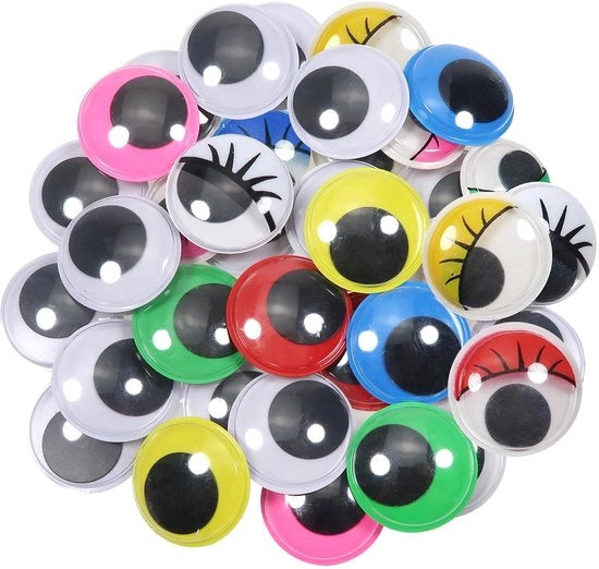 Occhi Ronde Autoadesivi 40 Stuks - 30 mm - Nero/Bianco/Colorati - Accessori Creativi - Per Scrapbooking e Artigianato - Orecchie Goofy