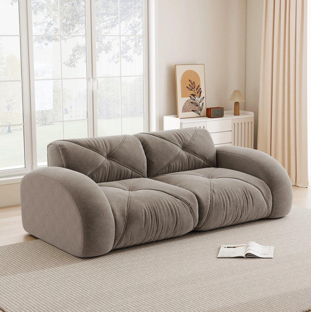 Divano modulare senza telaio 204x95x76 cm in chenille taupe con schiuma ad alta densità