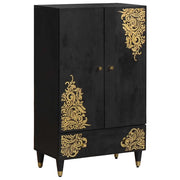 Credenza-Buffet-Armadio da cucina Nero 60 x 33 x 100 cm Legno di mango massello