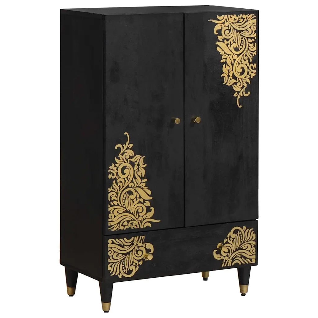 Credenza-Buffet-Armadio da cucina Nero 60 x 33 x 100 cm Legno di mango massello