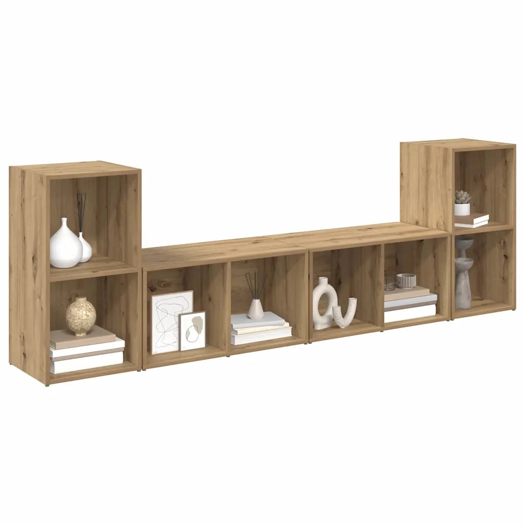 vidaXL Set mobile TV 4 pcs rovere artigianale 37 x 35 x 72 cm