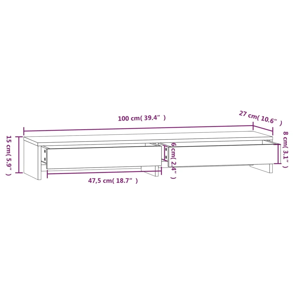 Supporto per monitor 100 x 27 x 15 cm in legno massello di pino 02_0004458