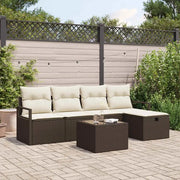 Set di divani con cuscino 6 pcs Marrone e Crema polyrattan