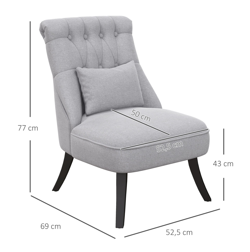 Poltrona relax 52，5x69x77 cm in lino grigio con cuscino lombare