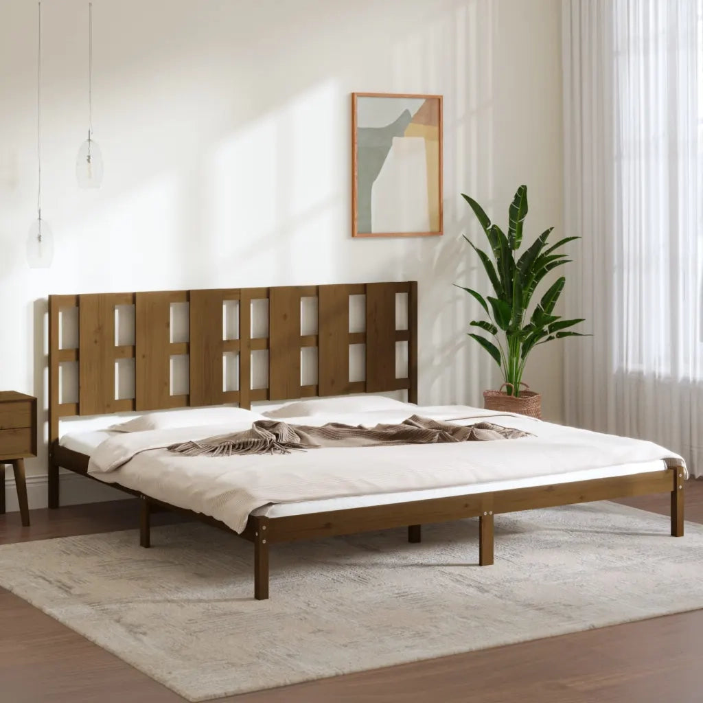Giroletto-Struttura Letto ambra in Legno Massello di Pino 200x200 cm 738670