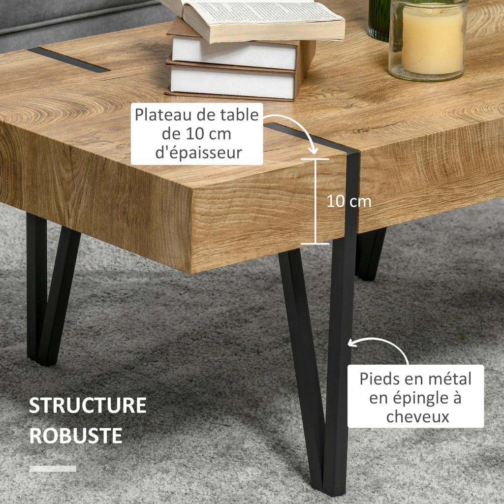 Tavolino da caff¨¨ rettangolare ¨C zephmum ¨C Nero, Metallo, Legno