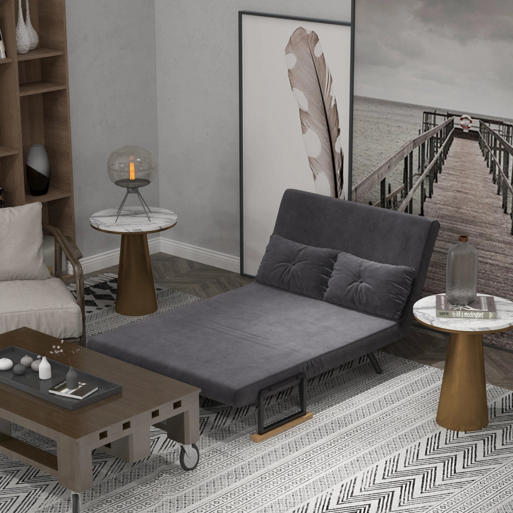 Divano letto 2 posti in velluto ¨C Zephmum ¨C Grigio scuro