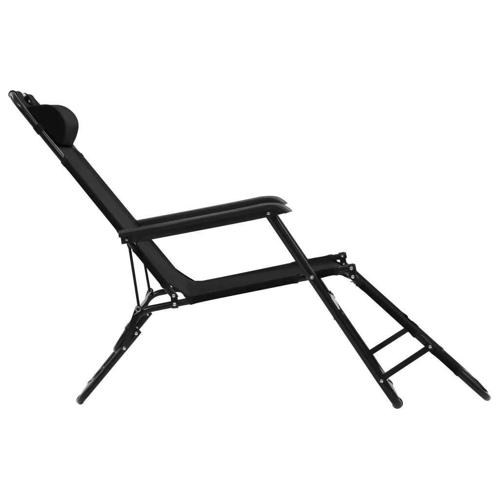 Lettini Prendisole 2 pz Pieghevoli con Poggiagambe Acciaio Nero 44343