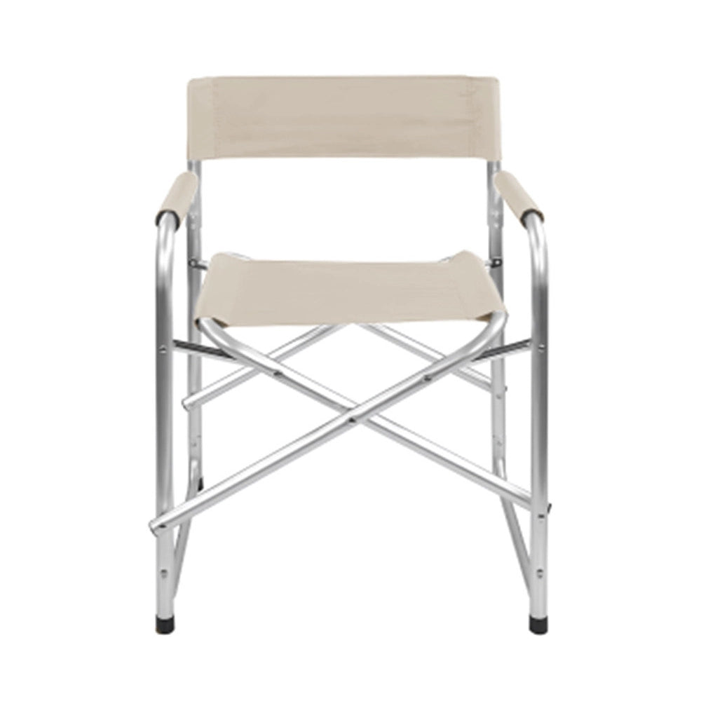 Trade Shop - Sedia Regista Beige Pieghevole In Ferro Per Campeggio Mare Spiaggia Giardino 285008 -